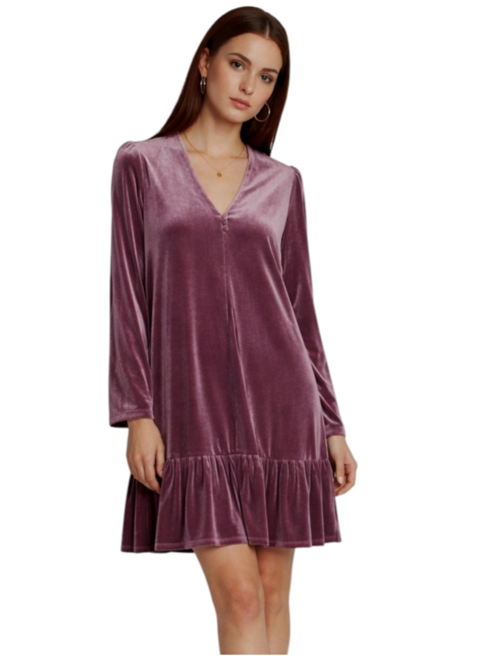 Taylor Velvet Long Sleeve Mini Dress Purple Size 8